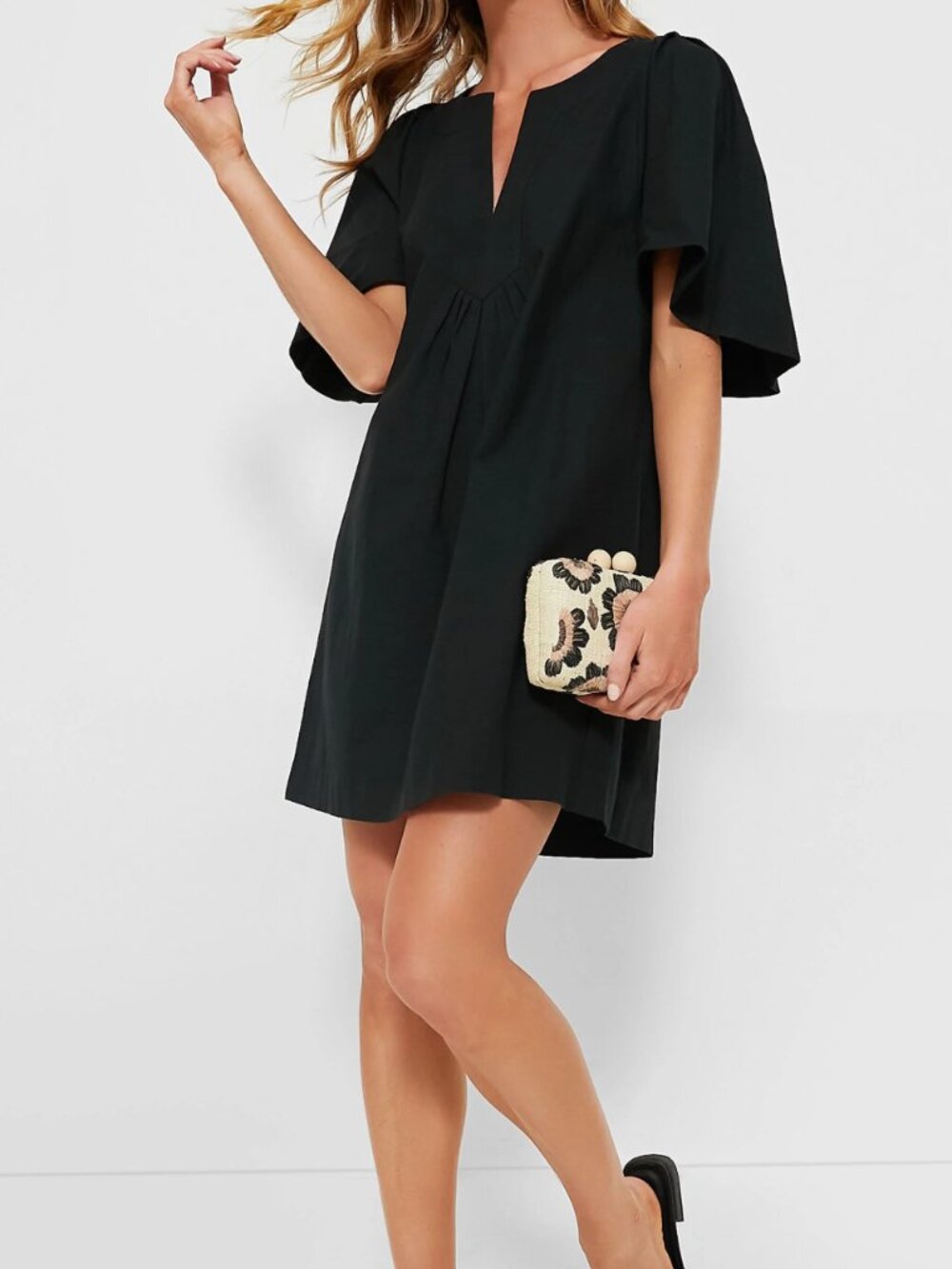 Pomander Place Black Flutter-Sleeve Midi Dress - Picture 2 of 8
